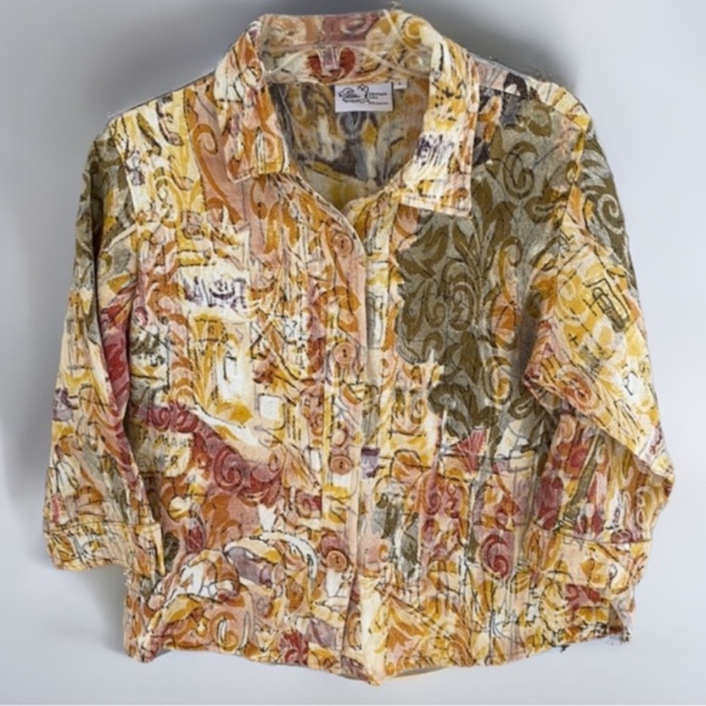 Michael Leu Wearable Art Blazer Jacket French Street Scene Cotton Large